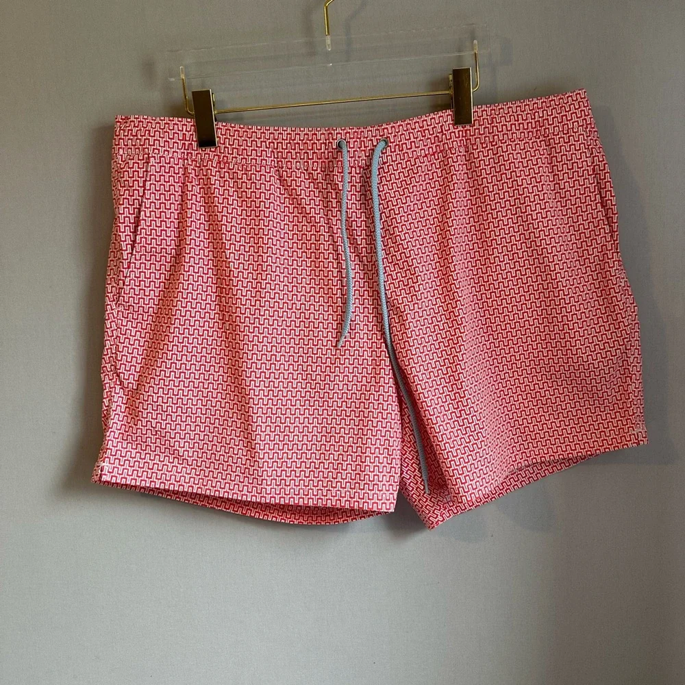 J. Crew Red and White Swim Trunks. Size XXL.